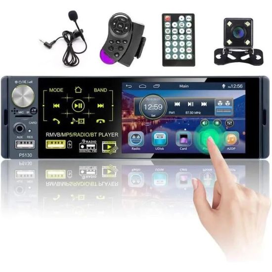 Autoradio TechU™ T148 – 1 Din avec télécommande – Écran tactile de 4,1  pouces – Radio