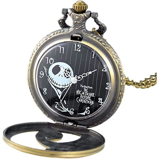 Montre-pendentif De Poche L'Etrange Noël De Mr Jack - Tête Ronde Bronze/noir - Neuve