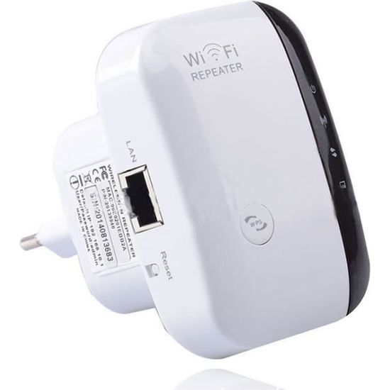 Répéteur WiFi 300 Mbps - Amplificateur De Signal, élimine Les Zones Mortes - Compatible Toutes Box, Bouton WPS, Installation Facile