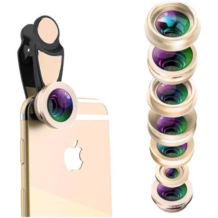 LAWOHO Kit dobjectif pour caméra téléobjectif Universelle Smartphone Clip 20X Focus 15X Macro & Objectif 180 ° Fisheye réglable Compatible avec Les séries Android et iPhone Prise de Vue HD 