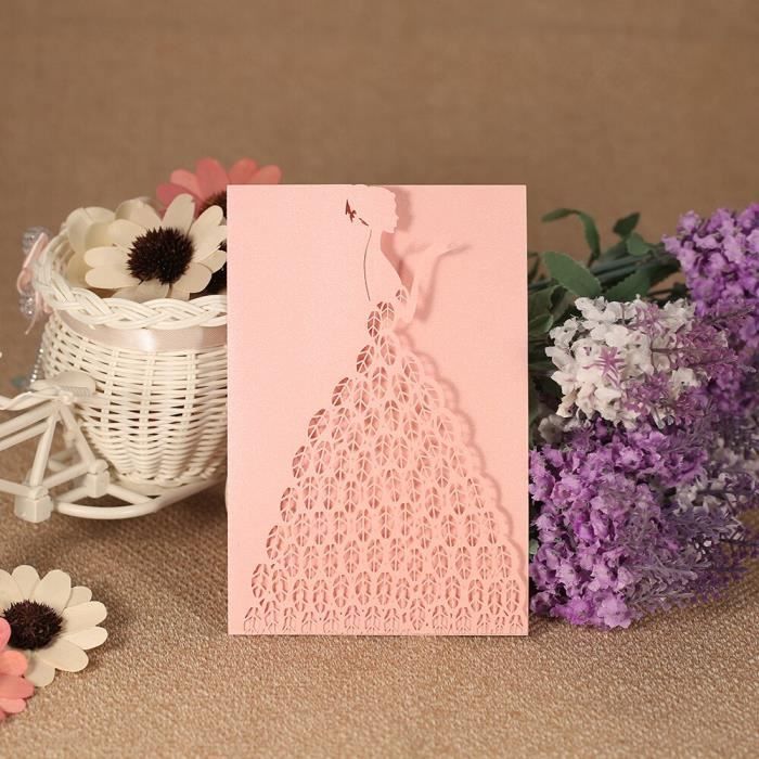 Invitations De Mariage En Forme De Rose - Lot De 20 Cartes Vierges Avec Enveloppes - Couleurs Assorties