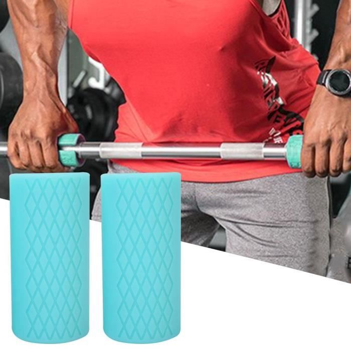 Barre haltere 2pcs Barres Épaisses Protéger Les Tampons de Haltérophilie Haltère Barbell Poignées Poignées Bleu-YUA