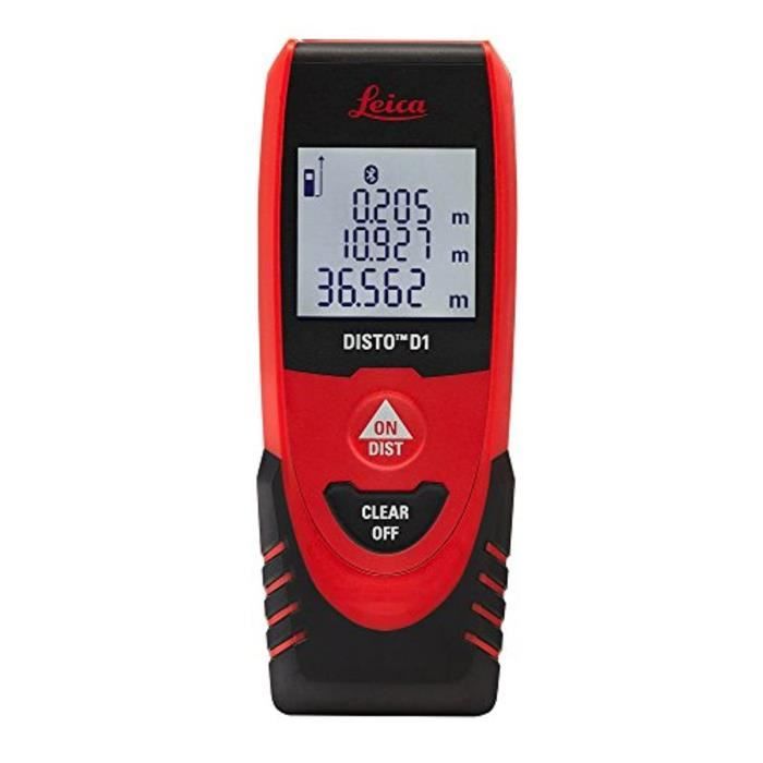 Leica Télémètre Laser Disto D1 Bluetooth 40 m, Noir/Rouge