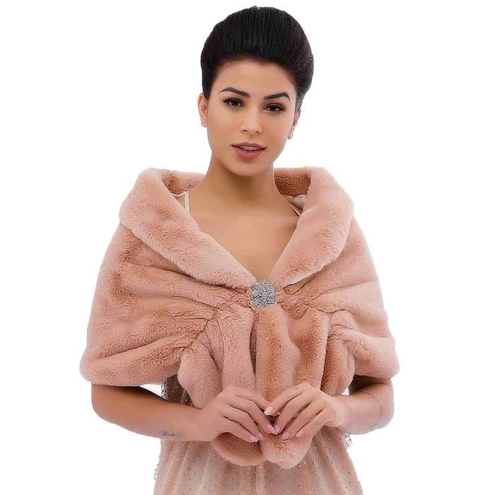 Serre-Tete Professionnel RMQ0K Faux Fur Châles et Wraps de mariage étole de fourrure d'hiver fourrure du Cap pour les mariées et dem