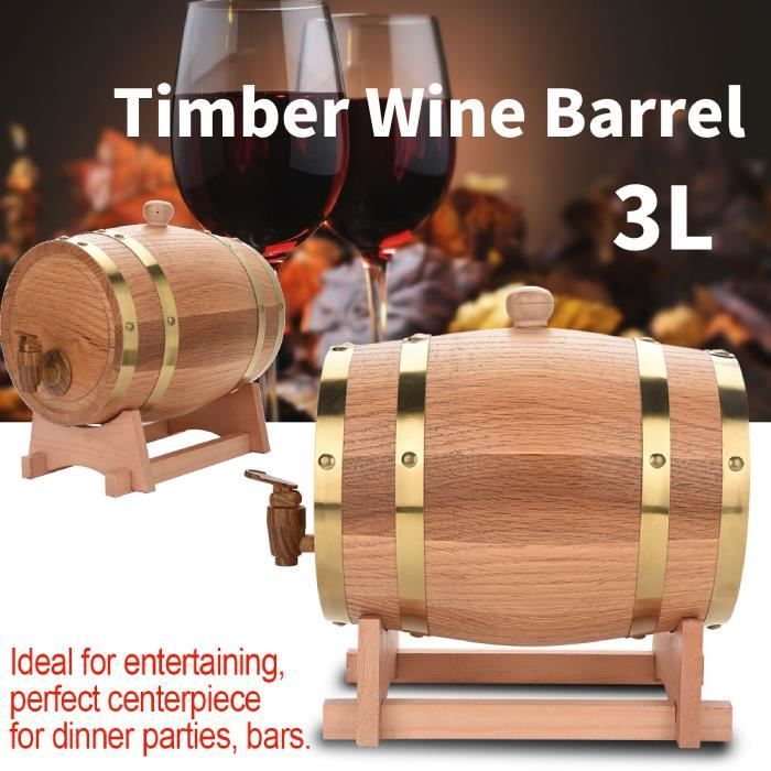 3L Baril de Vin Chêne Bois Tonneau de Vin Avec Distributeur Pour Vin Rouge Rhum Bière 22,5 x 23,5 x 30,5 cm HB031 -YAP