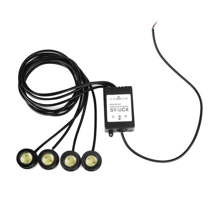 Xuayn 12V 6W 4In1 Led Eagle Eye Lampe Stroboscopique D'Urgence Sans Fil Drl Télécommande Feu De Jour (16 Modes Flash)