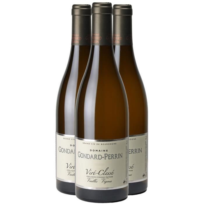 Viré-Clessé Vieilles Vignes Blanc 2020 - Lot de 3x75cl - Domaine Gondard Perrin - Vin AOC Blanc de Bourgogne - Cépage Chardonnay