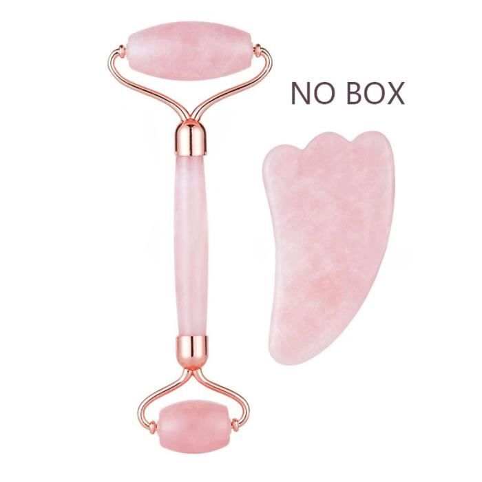 APPAREIL DE MASSAGE MANUEL,Jade rouleau visage masseur ascenseur plus mince Shaper Massage Rose Quartz pierre - Type Pink NO box