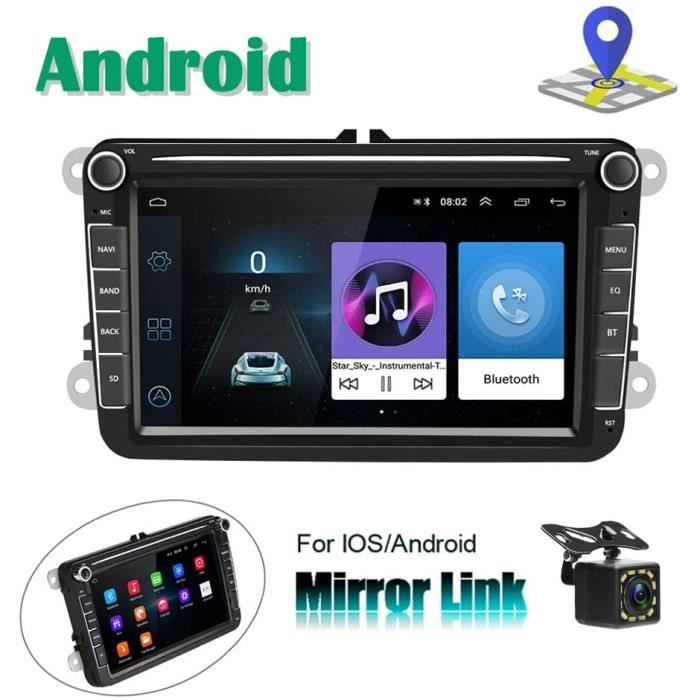 Autoradio Android pour VW Navigation GPS 8'' Écran Tactile capacitif Bluetooth Auto Radio Lecteur de Voiture stéréo WiFi FM Récepteu