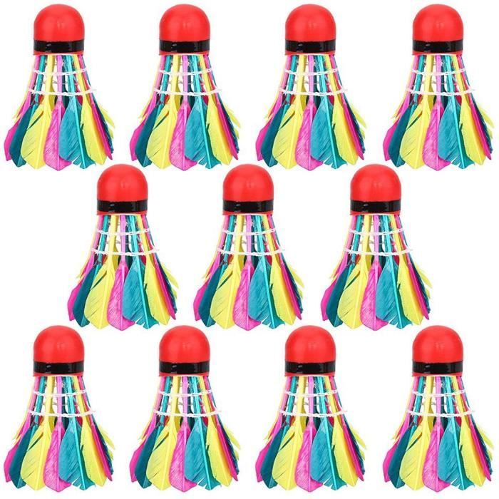 11 pièces lot durable birdies badminton, badminton coloré birdies badminton volant plume badminton pour accessoire d'entraînement