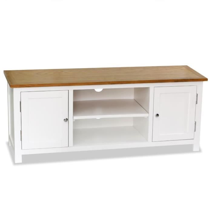 Liya-Meuble TV 120x35x48 cm Bois de chêne massif