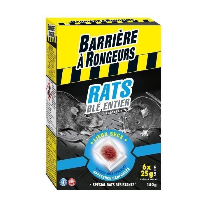 BARRIERE A RONGEURS Appât sur céréales pour rats - Spécial lieux secs - 150 g