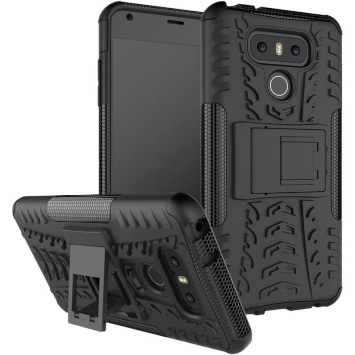 Coque LG G6 Robuste Hybride TPU+PC Double Couche Anti Rayures avec Support Pliant Armure Robuste Protection Durable Pneus MotTA