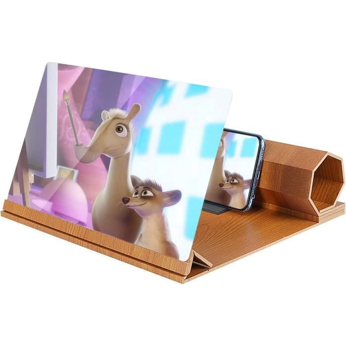 Support de Plaque Bois pour Amplificateur D'écran de Téléphone Portable Pliable HD pour la Maison - 12 Pouces