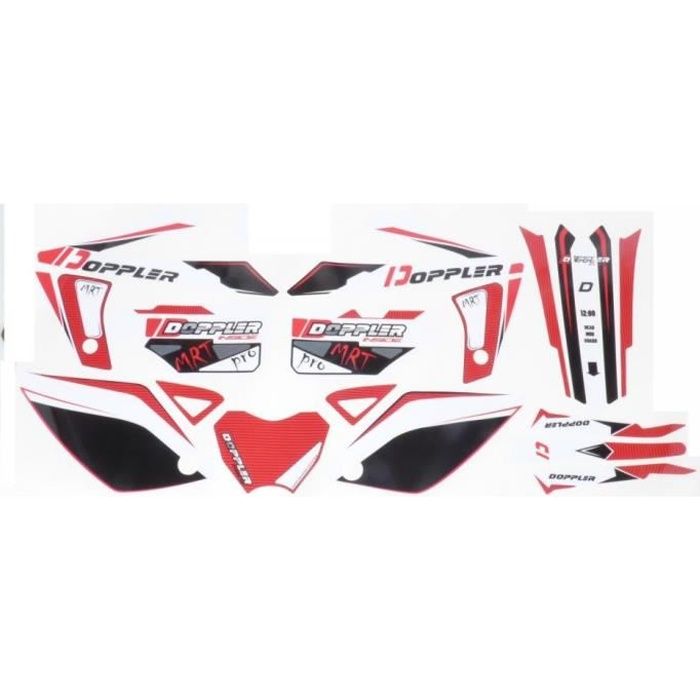 Kit déco Doppler rouge et noir moto Rieju 50 MRT autocollant stickers 19 pièces