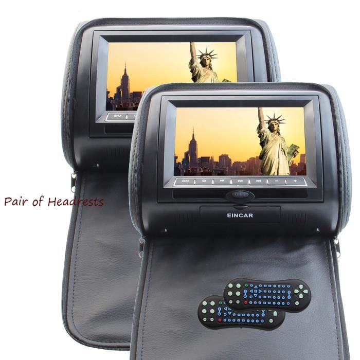 EINCAR AUTORADIO 2pcs Lecteur DVD appuie-tête 7 pouces numérique HD 800 * 480 TFT Pillow voiture écran LCD avec port HDMI et