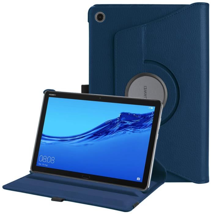 Fintie Coque pour Huawei MediaPad M5 Lite 10.1 Pouces, 360° Rotation Housse Rotatif Etui de Protection, Sommeil/Réveil Auto, Bleu