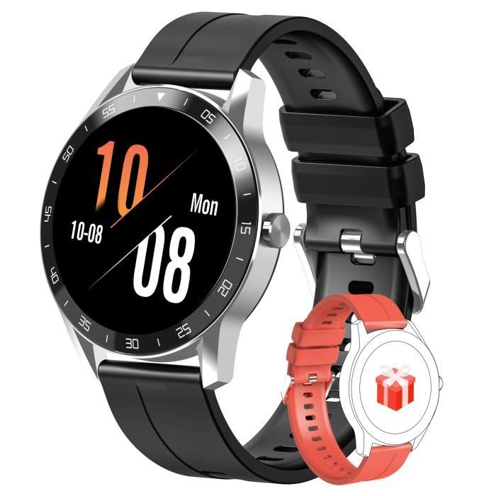 IOWODO Montre Connectée Femmes Hommes Smartwatch Montre Sport Bluetooth Étanche Compatible Android et iOS SUMAUNG IPHONE XIAOMI Gris