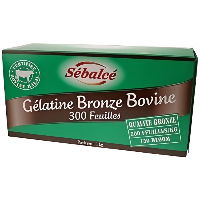 Gélatine bovine bronze halal x 10 feuilles