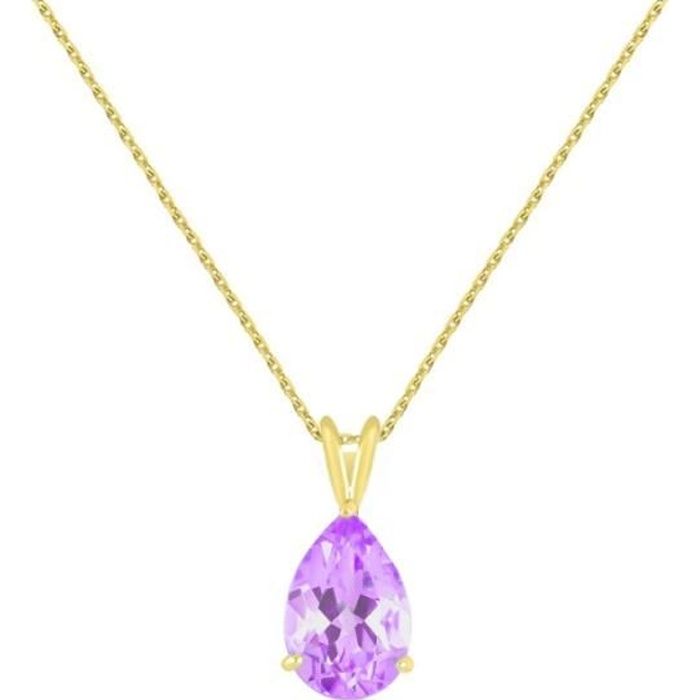 Collier - Pendentif Or Jaune Améthyste Goutte - Femme