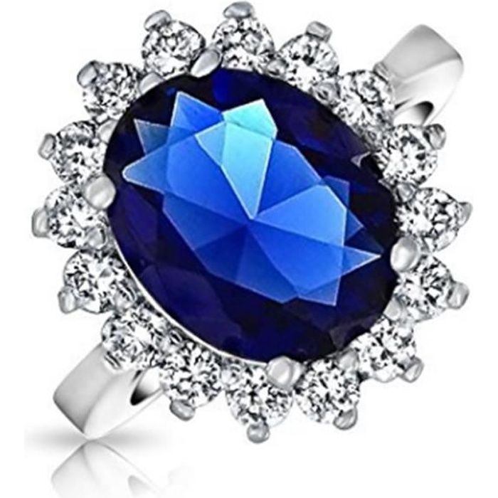 LCC® bague grosse pierre bleu-cristal cristal swarovski Kate Middleton ovale couleur saphir bague de fiançailles -mode fantaisie