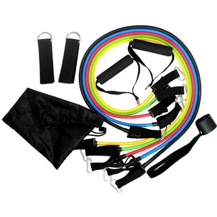 MERKMAK Set bande elastique fitness musculation 11 sport de resistance traction large cheville pied kit sangle exercice