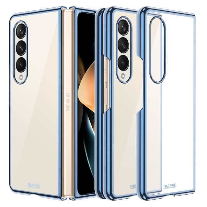 OIMG Housse Coque Couverture pour Samsung Galaxy Z fold 4 (2022) transparent PC Protection Placage Coloré Bleu