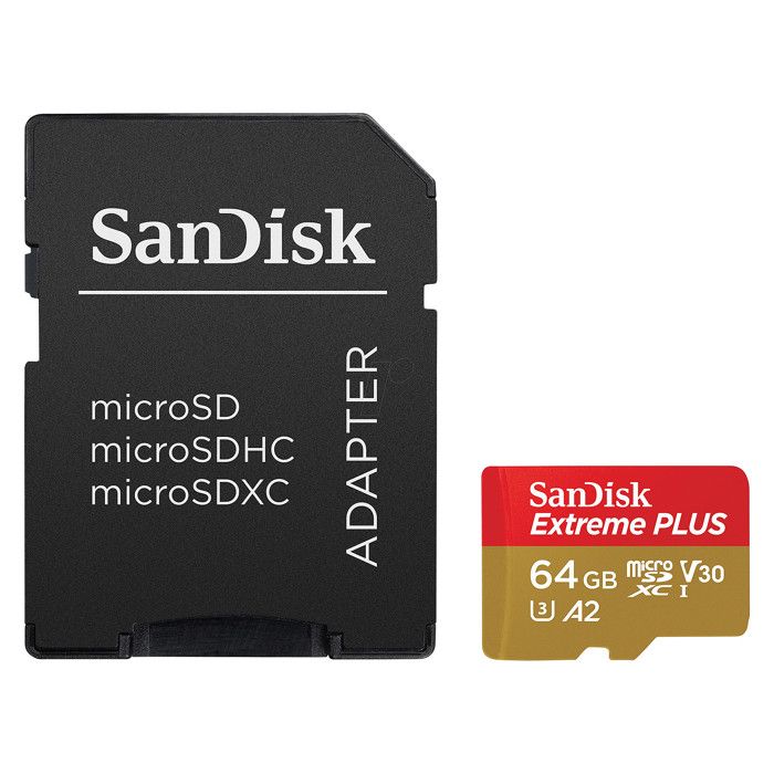 SanDisk Carte mémoire micro SD Extreme Plus microSDXC 64 Go - 0619659189150