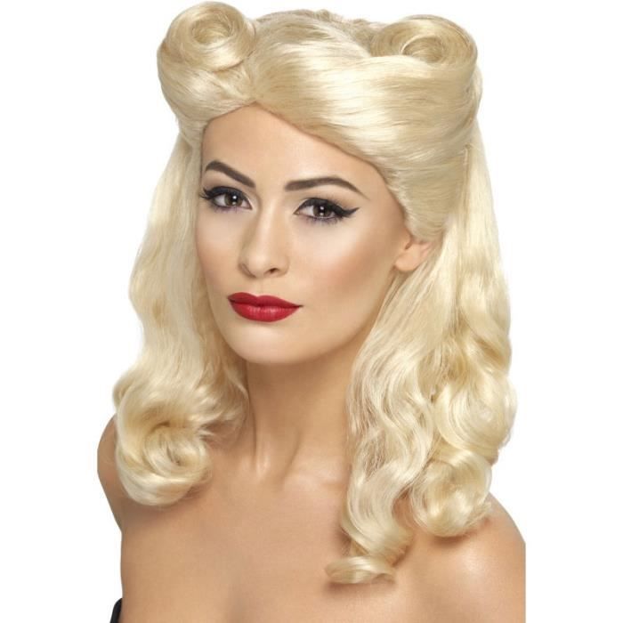 Perruque pin-up années 40 blonde Taille Unique