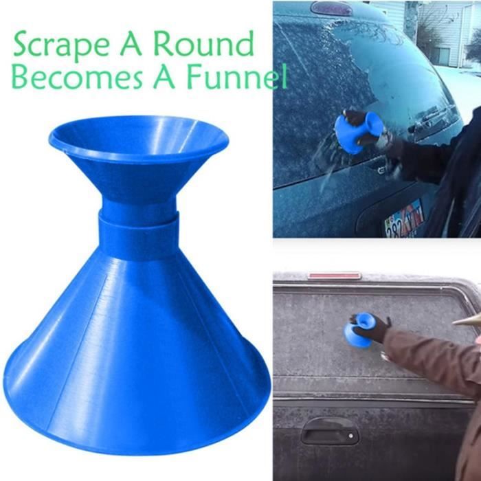 Grattoir à glace en neige pour voiture gratter un pinceau rond magique Brosses en forme de cône devient bleu