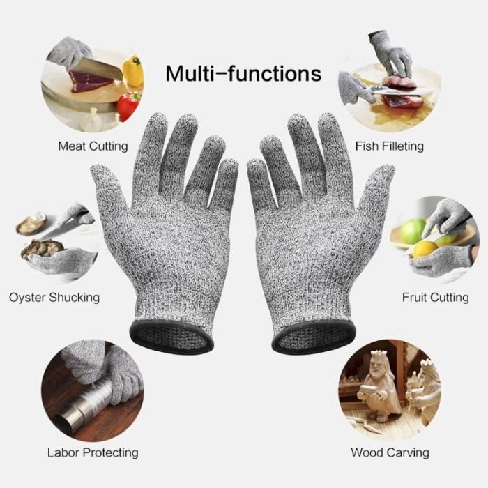 GANT POUR ECRAN TACTILE,S--1 paire de gants de jardinage magiques 5 niveaux, gants de travail Anti coupure de sécurité résistants au