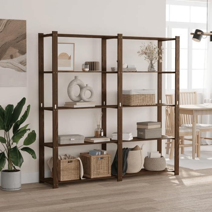 vidaXL Support de rangement à 5 niveaux marron 170x38x170 cm bois pin 373395