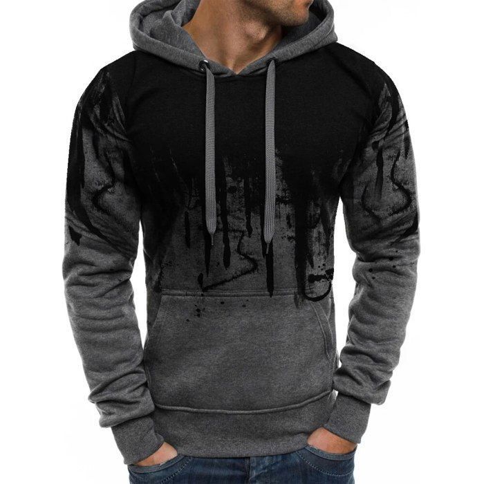Sweat à Capuche Homme Mode Streetwear Noir et Gris