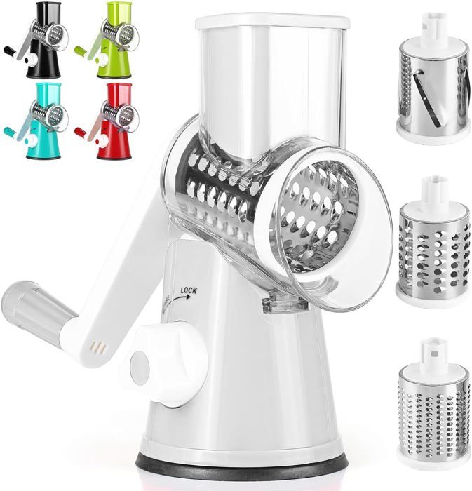 Diealles Shine Mandoline De Cuisine Manuelle 3-en-1 - Râpe Légumes Multifonctions Avec 3 Lames Détachables