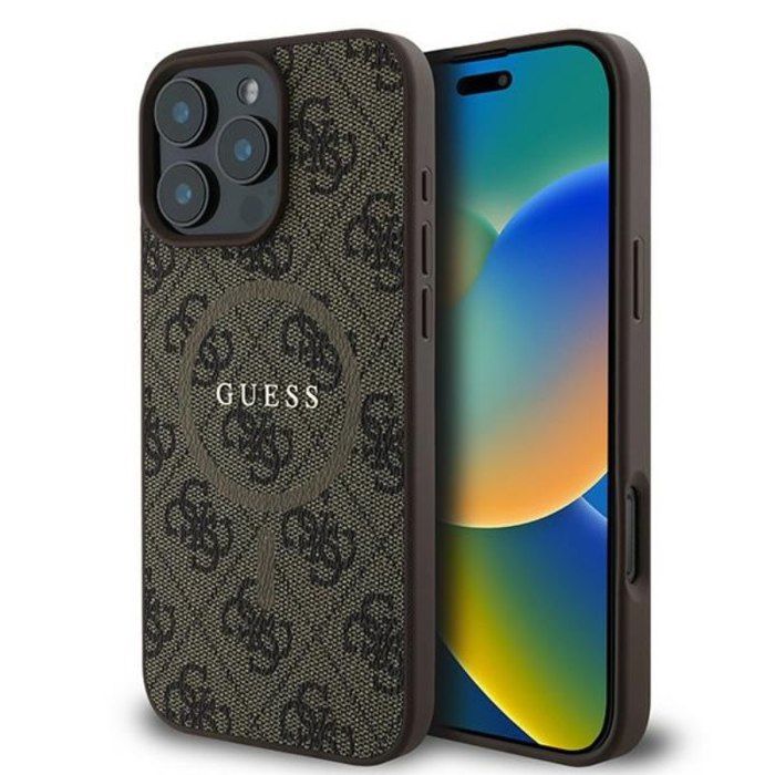 Coque pour iPhone 16 Pro Guess 4G Ring Classic Classic Logo MagSafe GUHMP16LG4G4GFRW