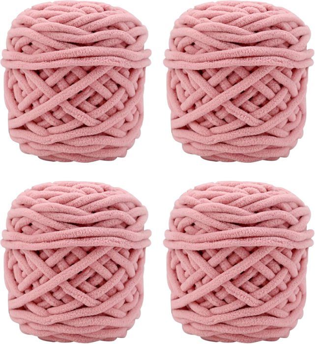 Lot De 5 Pelotes De Laine Rose - 100g Chacune, Acrylique/coton, Pour Tricot/crochet