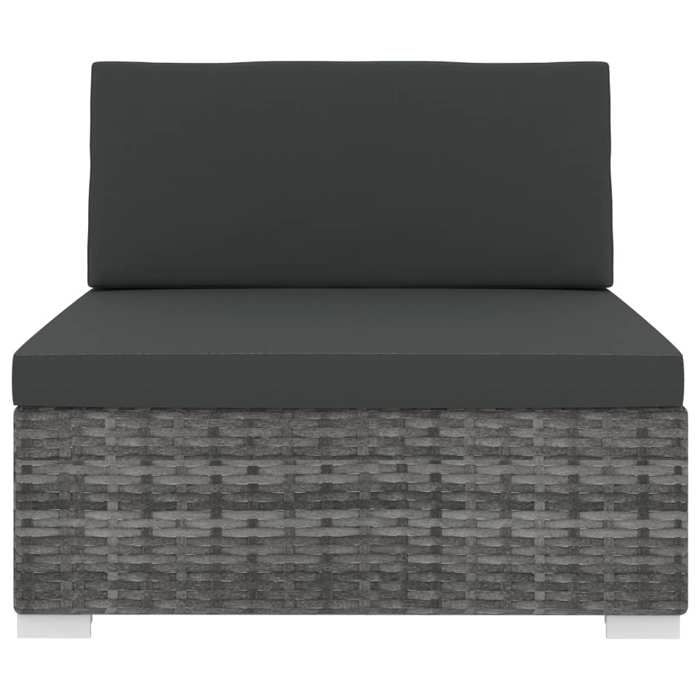 Bon plan Canapé fixe/sofa Balcon - JILI HOT - Siège central sectionnel 1 pc et coussins - Résine tressée Gris - Pour Jardin
