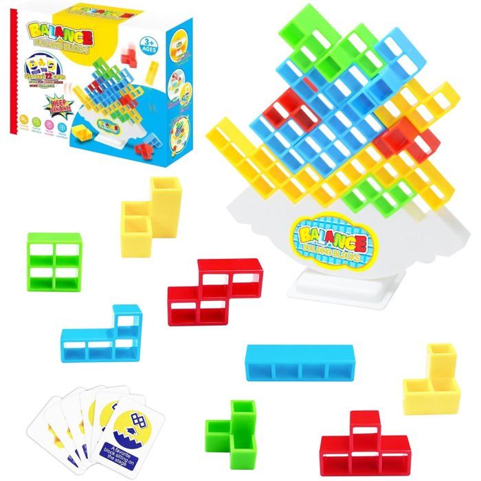 Tour Tetris 32 Pièces – Jeu D'Équilibre Et Construction, Cartes De Défi – Cadeau Enfant Adulte, Idéal Soirées En Famille