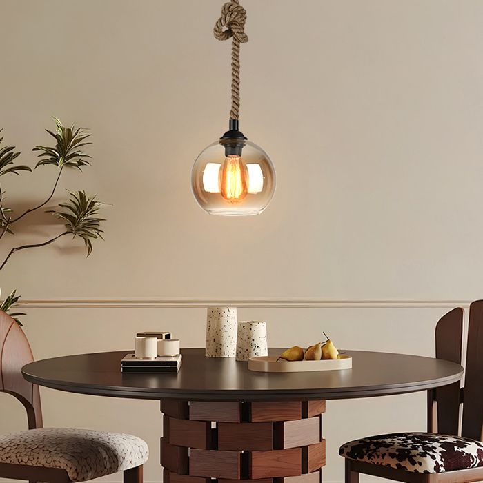 Lampe Lanterne D'extérieur Vintage En Verre Teinté Ambré - Style Français Milieu De Siècle - Occasion