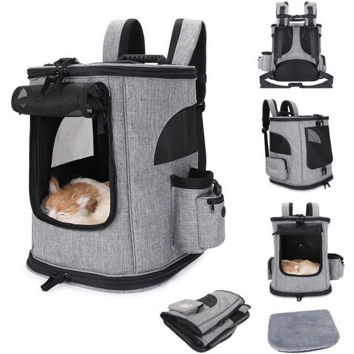 Comparer les prix de Sac de Transport pour Chat Chien respirant pliant Sac à Dos pour animaux avec Poches latérales Laisse pour Camping Voya Étiquette