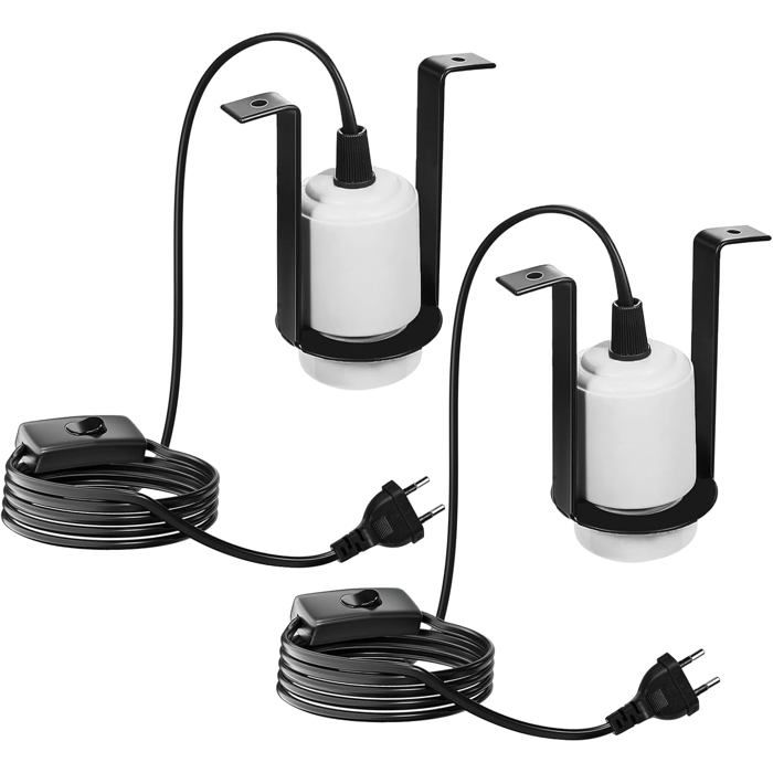 Supports Lampe Chauffante 2x100W E27 Céramique Interrupteur Clip Reptile Tortue Poussin