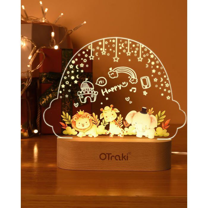 Veilleuse bébé personnalisée-KAL-Veilleuse Bébé Personnalisée LED Blanc Chaud Lampe Enfant Cadeau Naissance(A)