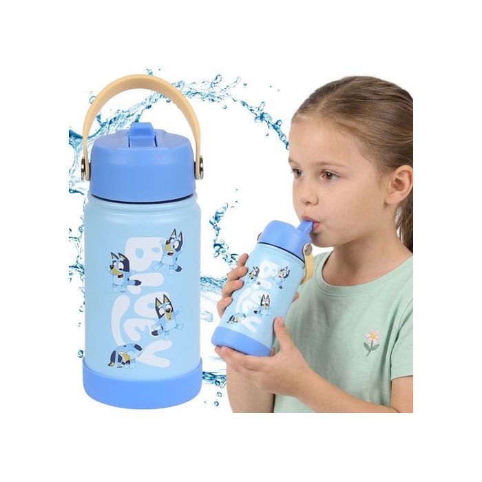 BLUEY Bouteille en acier pour leau avec bec verseur et poignée pour fille 350ml
