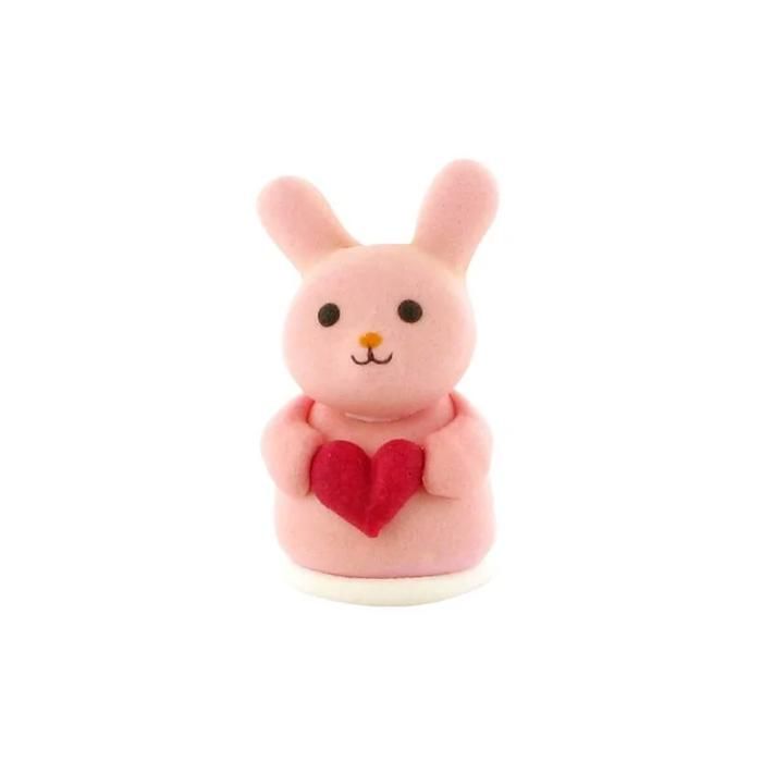 Décor comestible Lapin Rose Coeur