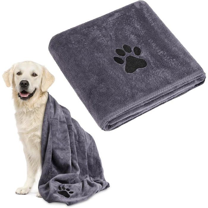 Serviette pour Chien Extra Absorbante 140x70cm Grande Serviette de Bain pour Chien Serviettes pour Chiens Gris 140×70cm 1 SERVIETTE