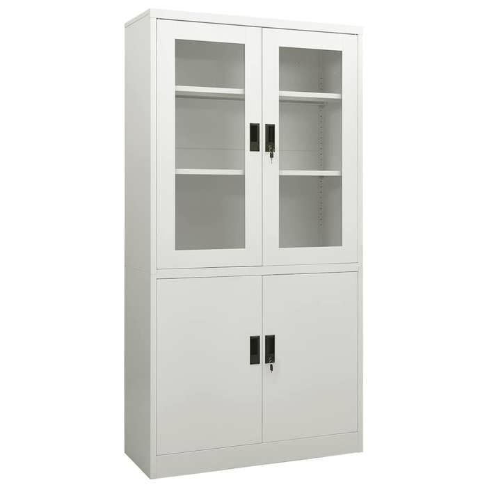 Casier de rangement Gris - Armoire de bureau - Gris clair 90x40x180 cm Acier A16664
