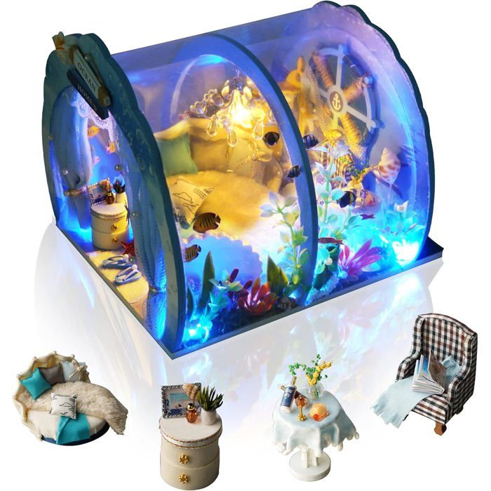 Kit maison miniature Cuteefun Maison de lOcéan Les Mots de la Mer - bois DIY meubles