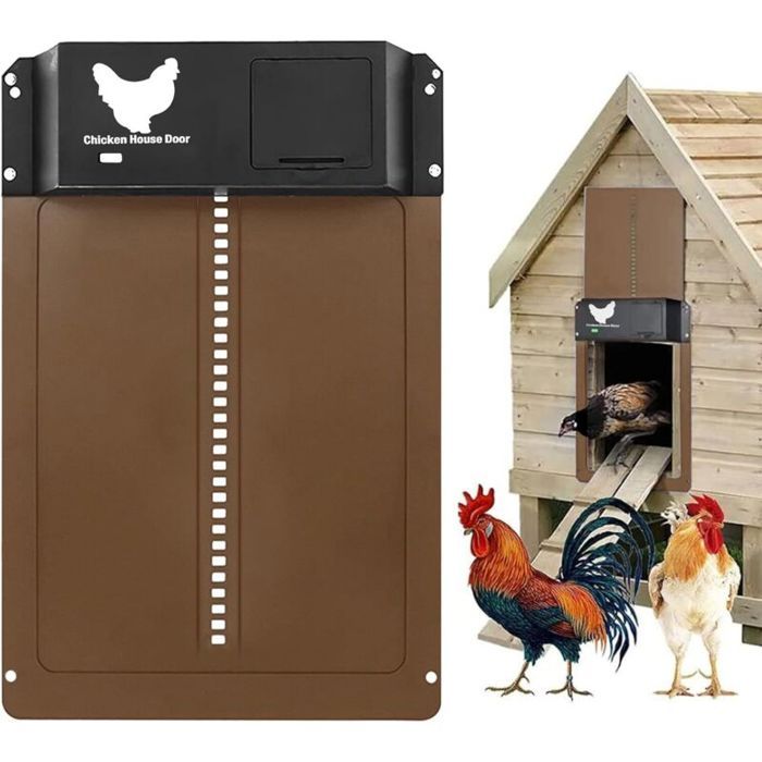 Porte Poulailler Automatique Solaire Porte De Poulailler Automatique Batterie Automatic Chicken Coop Door Etanche avec Capteur