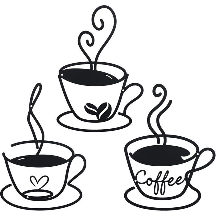 Décoration Murale En Métal Motif Tasses À Café Style Vintage Facile À Installer Pour Salon Coin Café Cuisine Bureau Et Jardin