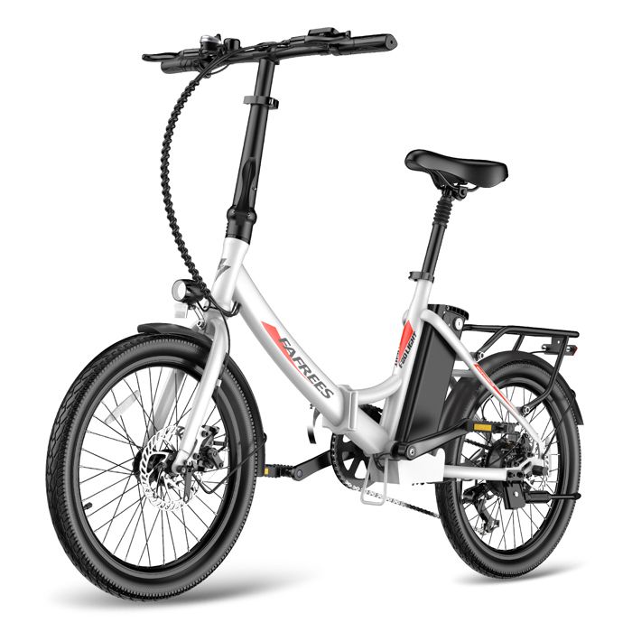 Fafrees F20 Light Vélo électrique urbain pliable 20 pouces batterie 36 V 20 Ah Moteur à engrenages 250 W Conforme au StVZO Blanc